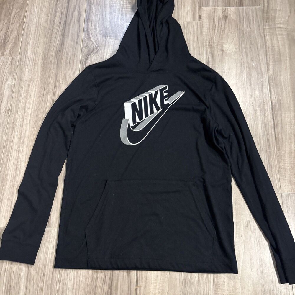 Nike Black Hooded Long Sleeved Shirt Size Youth XL
